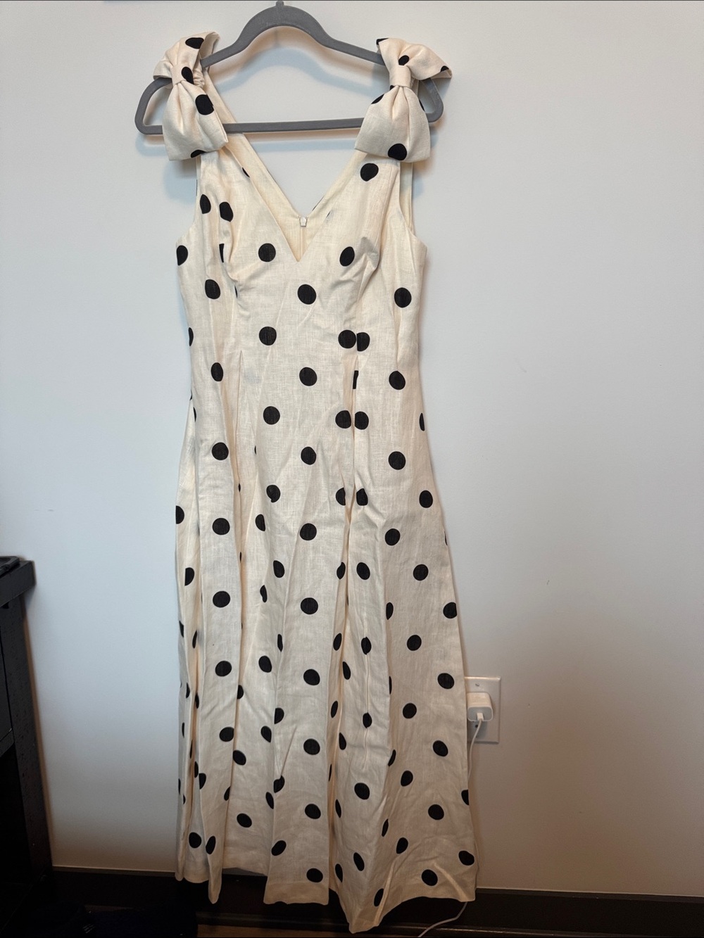 Zimmermann Ivory Cordage Dress with Black Polka Dots